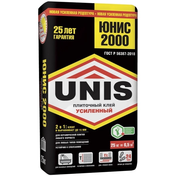 Клей для плитки UNIS 2000 25 кг